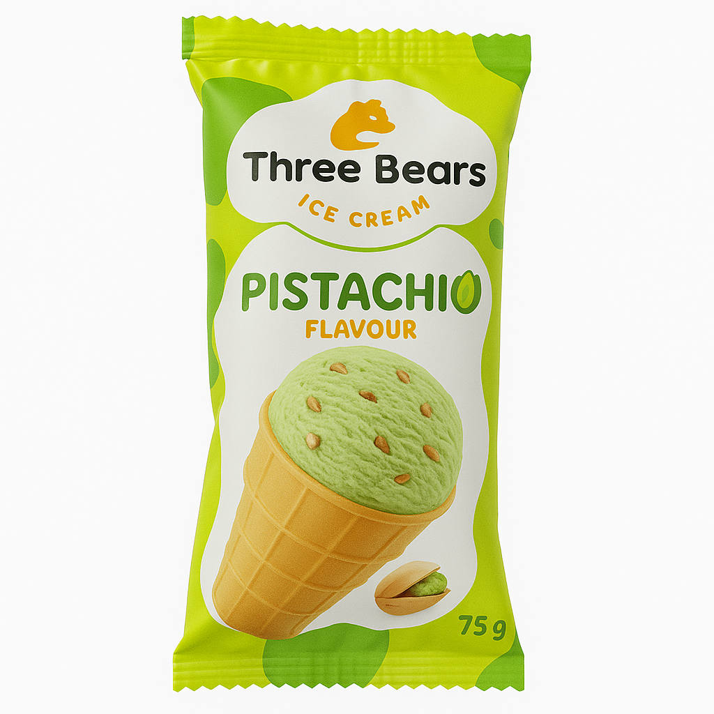 Морозиво “Three Bears” з фісташковим смаком у ріжку (75 г)