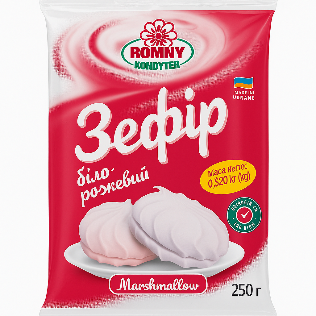 Зефір біло-рожевий “Romny Kondyter” — 320 г