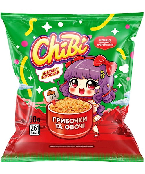 chabiページ♡⃜ Чібі Локшина швидкого приготування зі смаком грибів та овочів 60г