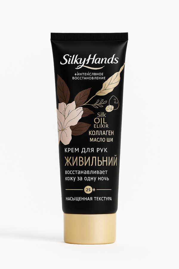 Silky Hands Night – Живильний нічний крем для рук з колагеном та маслом ши, 75 мл
