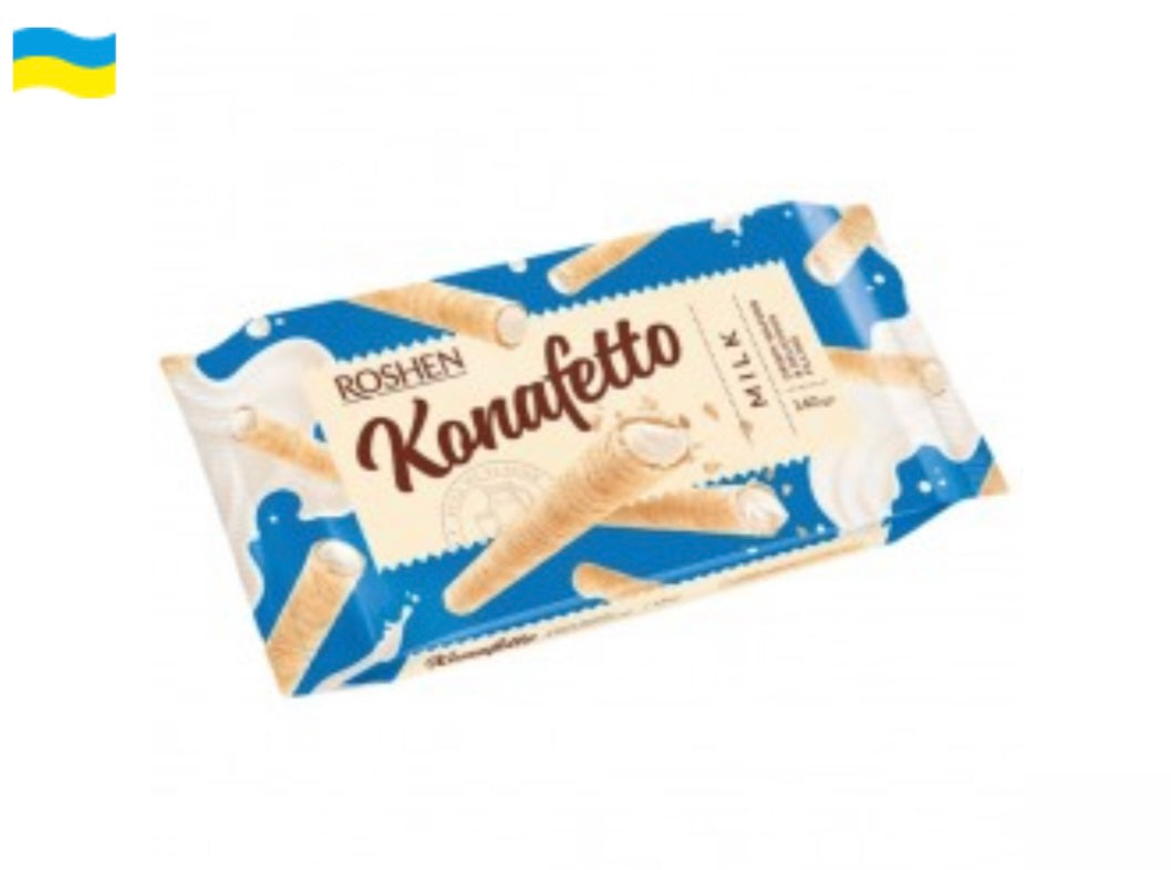 ВАФЕЛЬНЫЕ ТРУБОЧКИ "KONAFETTO" С МОЛОЧНОЙ НАЧИНКОЙ. 140г