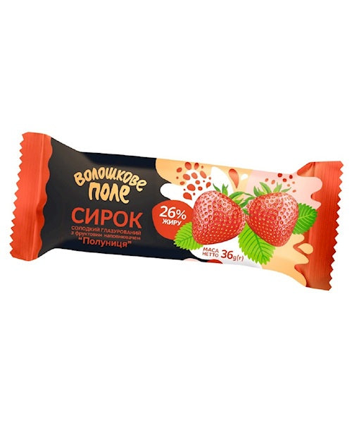 Сырок творожный глазированный, "Клубника", "Волошково Поле" 30/36г