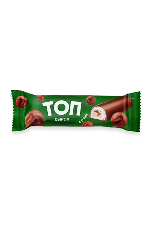 Savushkin "TOP" glazed curd cheese with "Hazelnut" filling, 32%, 40g (frozen)