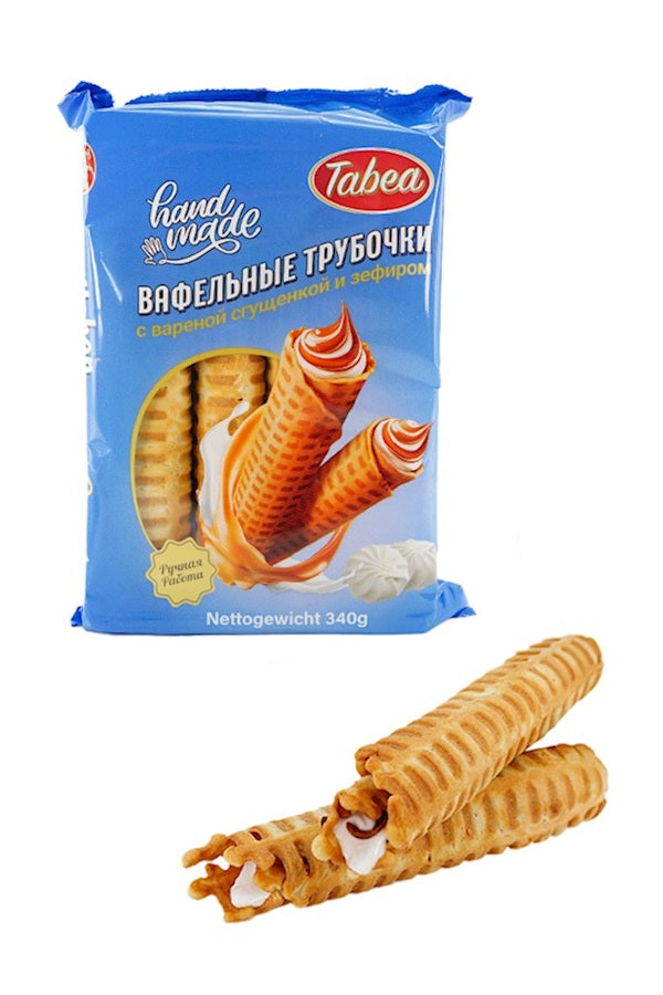 Tabea Вафельные трубочки с начинкой вар. сгущёнка и зефир 340г