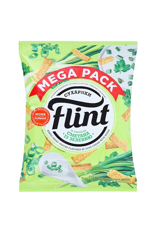 Flint Сухарики пшенично-ржаные со вкусом «Сметана с зеленью» 110г