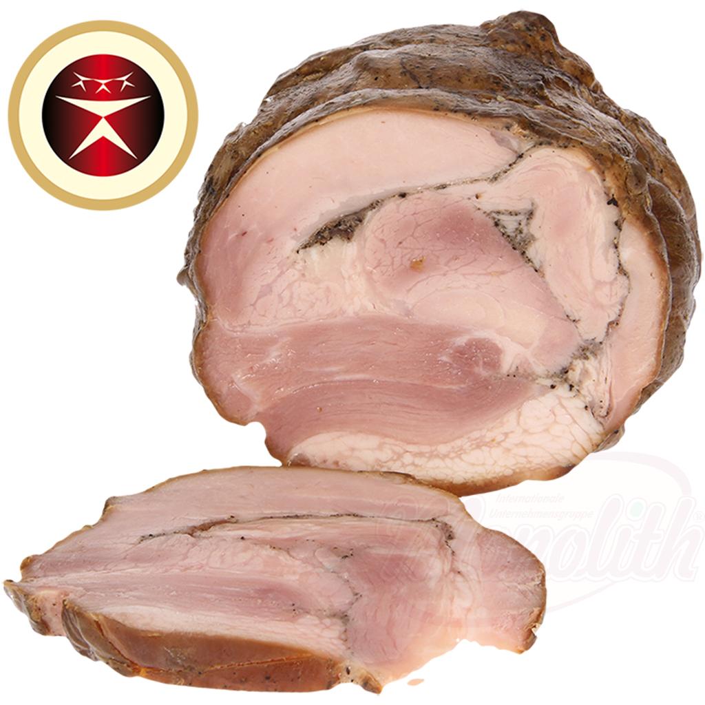 Riga Standard - рулет из свиной брюшины, солёный, варёно-копчёный, содержит добавленную воду, 100 г