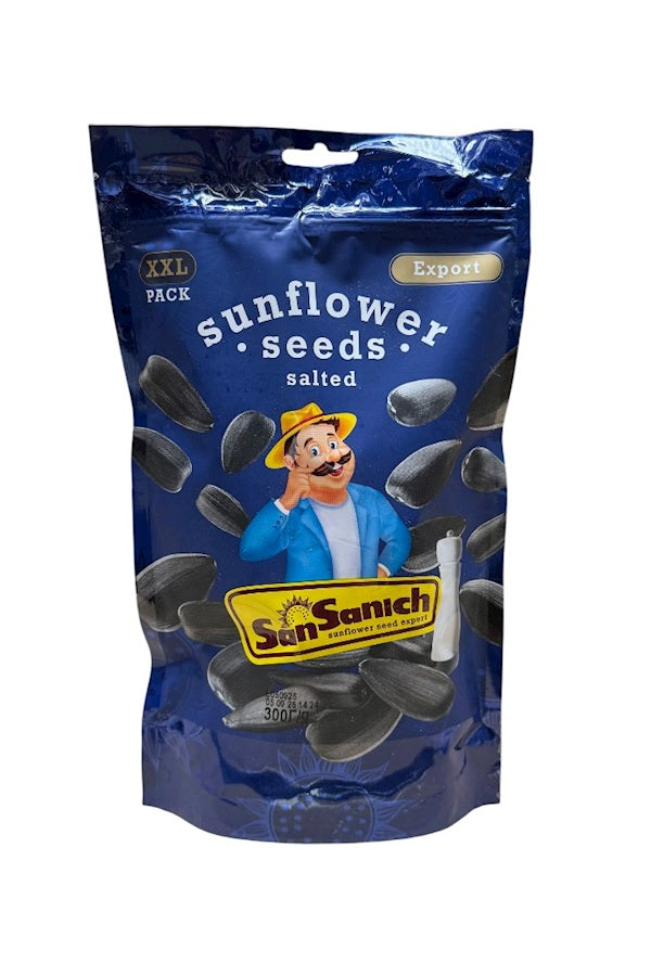 UA Сан Саныч Семечки чёрные, жареные, соленые 300г zip-упаковка