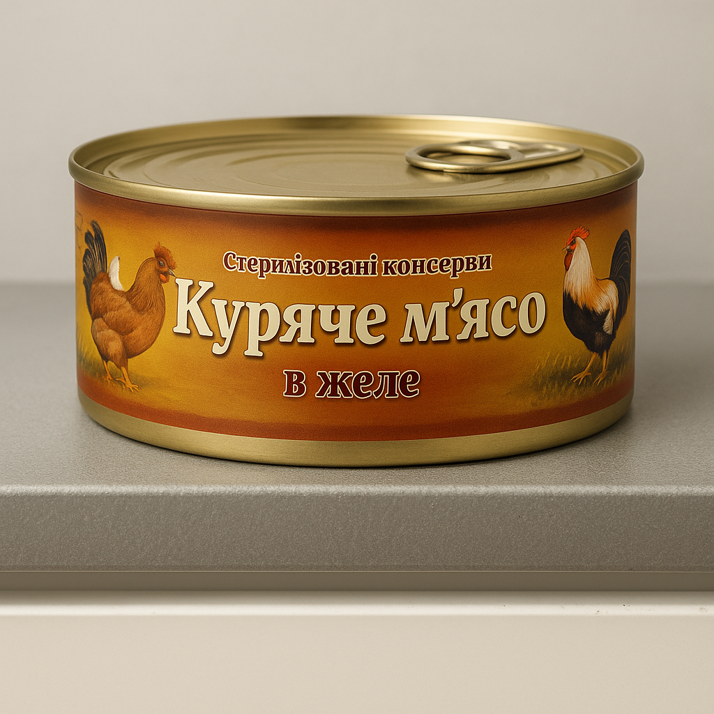 Куряче м’ясо в желе, 250 г (стерилізовані консерви). 18.04.27