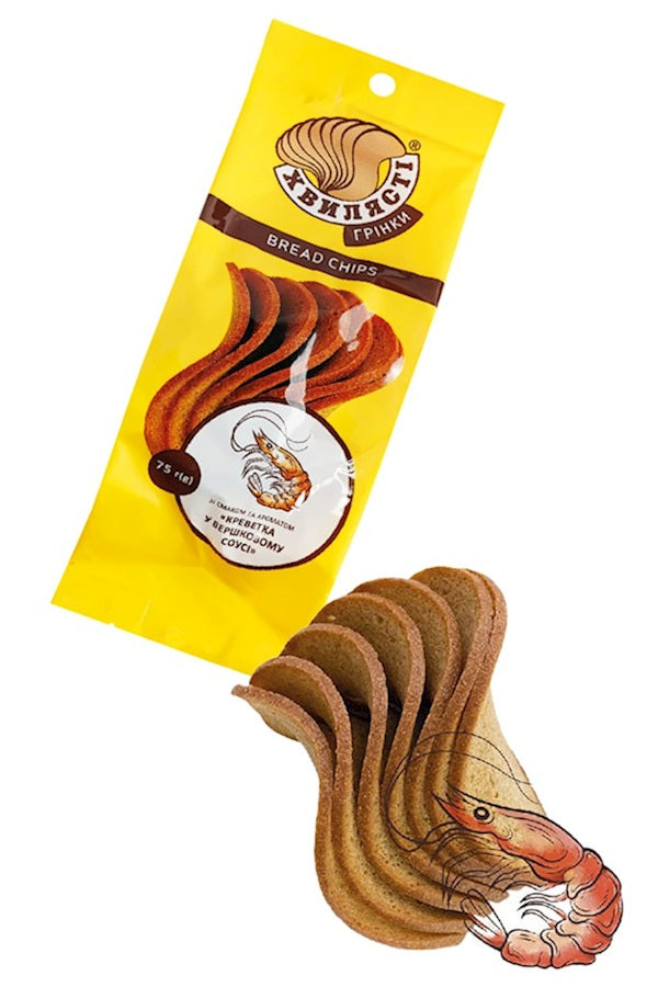 Hvylyasti Сухарики-гренки пшенично-ржаные со вкусом «Креветка в сливочном соусе», 75г