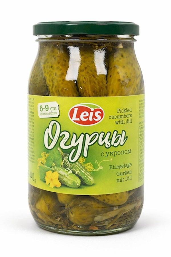 Leis Огурцы маринованные с укропом 6-9 см 900 мл