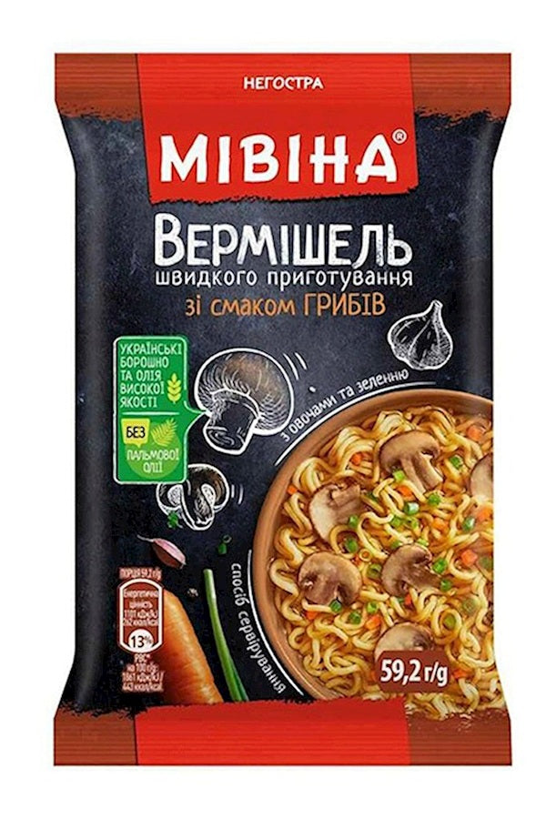Вермишель быстрого приготовления со вкусом грибов 59,2г 1/24 Мивина