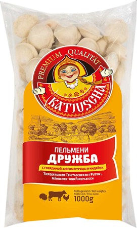 КАТЮША Пельмени ДРУЖБА с говядиной, мясом курицы и индейки, 1000гр
