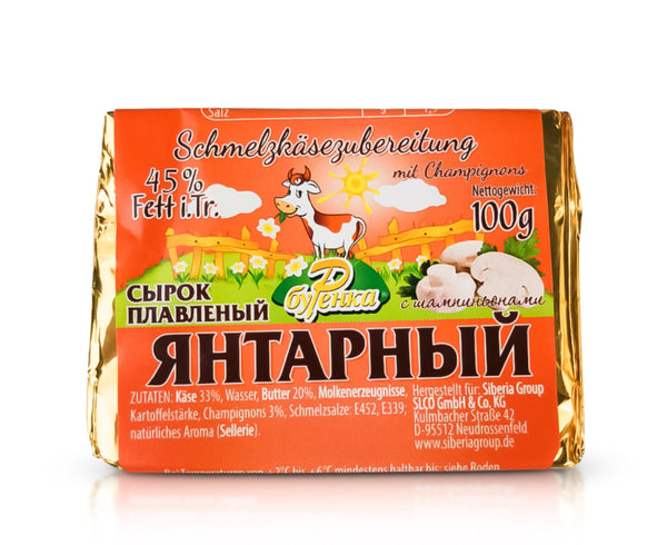 Сырок плавленый янтарный с шампиньонами 45% 100г.
