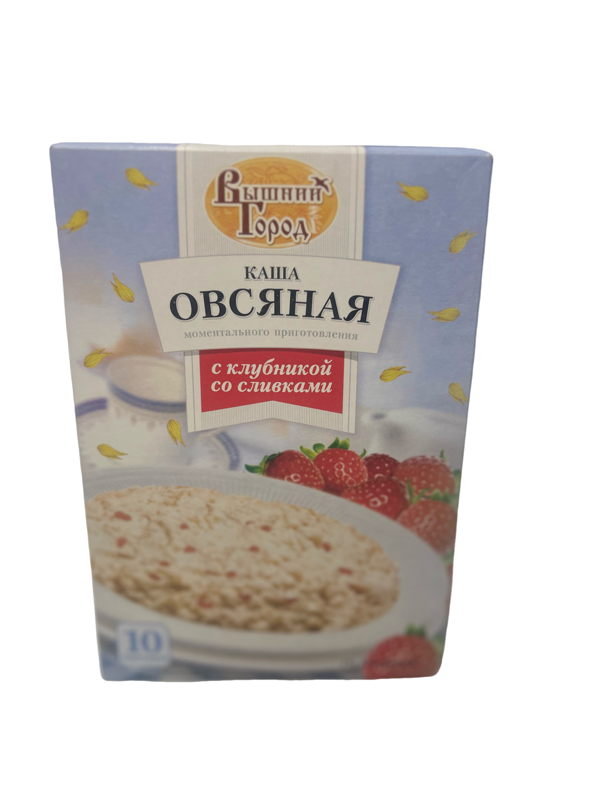 Вівсяна каша швидкого приготування з кусочками полуниці, 10 пак. у коробці