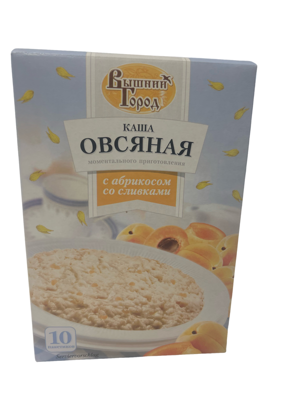 Вівсяна каша швидкого приготування з кусочками абрикоса,10 пак. у коробці