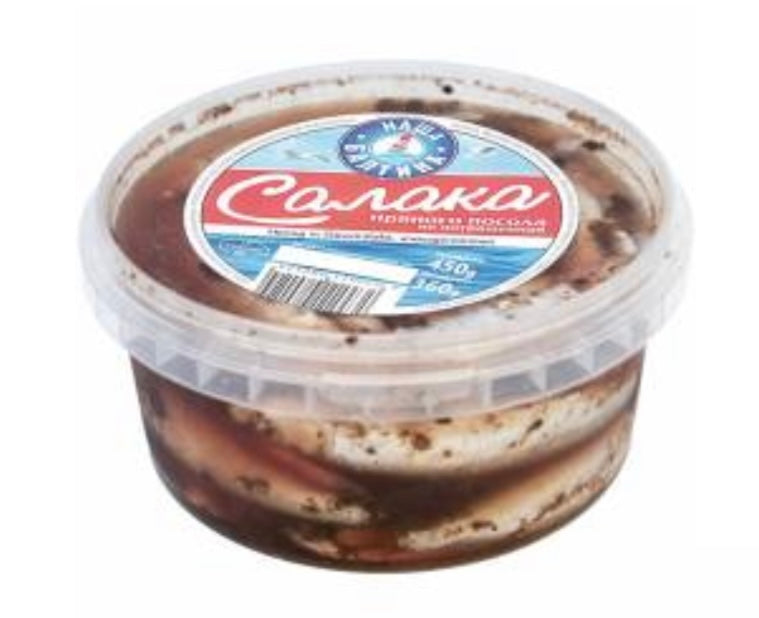 Салака (сельдь) пряного посола, не потрошёная 450г