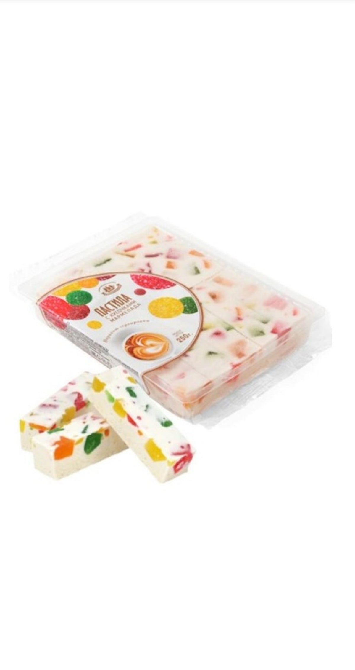 Пастила ванильная с кусочками мармелада 250г1/25 Kronshtadtskaya