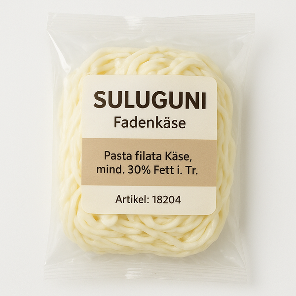 "SULUGUNI" Fadenkäse. Pasta filata Käse, mind. 30% Fett i. Tr.