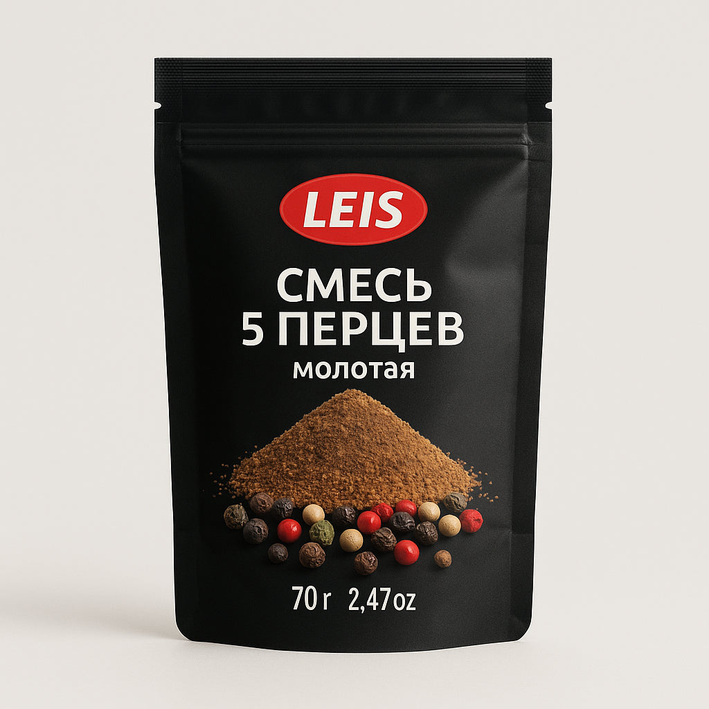 Leis Смесь 5 перцев молотая 70г с застежкой Ziploc